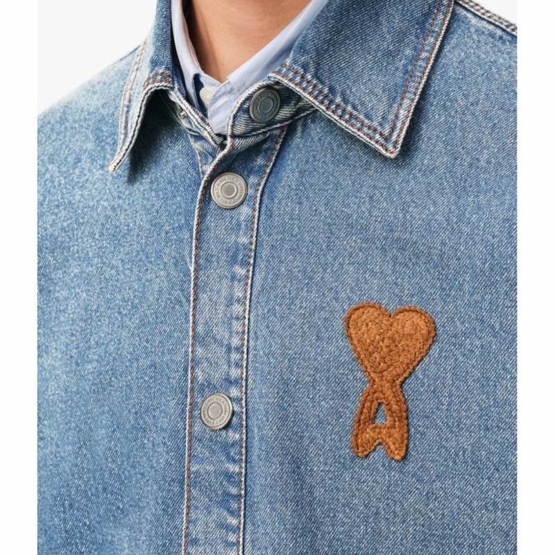 Ami Paris 男女同款 長袖牛仔襯衫XXS XS S M L XL XXL碼-2