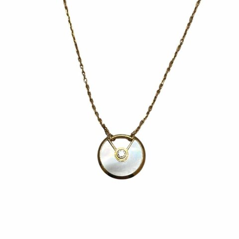 CARTIER 卡地亞 AMULETTE DE CARTIER 珍珠貝母 鑽石 K18PG 項鍊