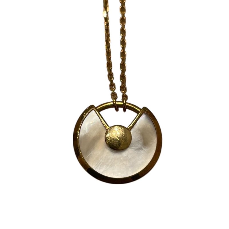 CARTIER 卡地亞 AMULETTE DE CARTIER 珍珠貝母 鑽石 K18PG 項鍊-2