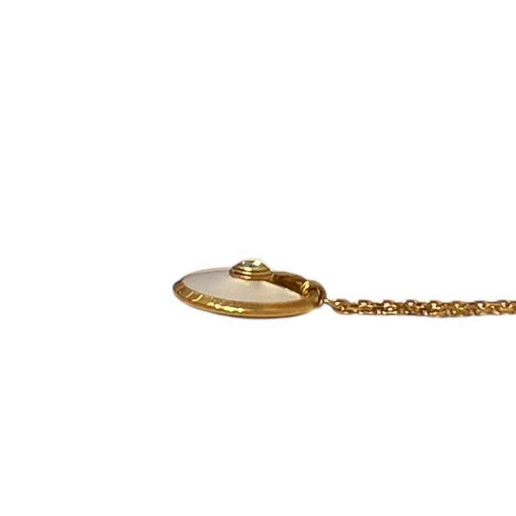CARTIER 卡地亞 AMULETTE DE CARTIER 珍珠貝母 鑽石 K18PG 項鍊-4