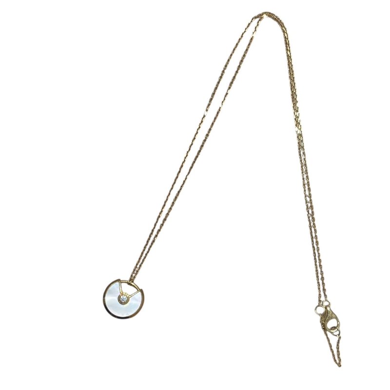 CARTIER 卡地亞 AMULETTE DE CARTIER 珍珠貝母 鑽石 K18PG 項鍊-5