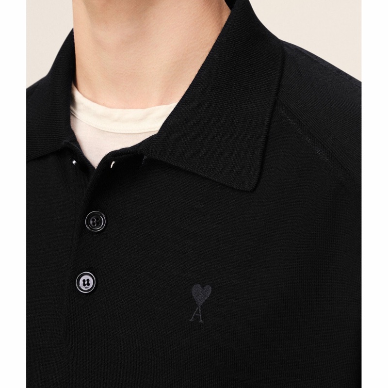 Ami Paris 男士 羊毛針織Polo衫XXS XS S M L XL XXL碼。-1