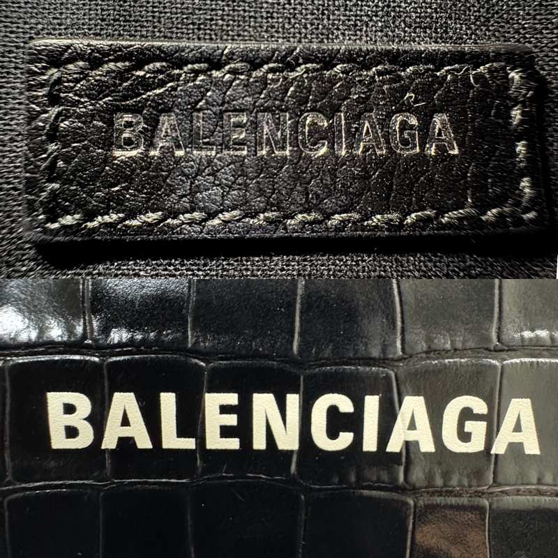 巴黎世家 Balenciaga 迷你鱷魚壓紋手機包 兩用款 黑色 593826-6
