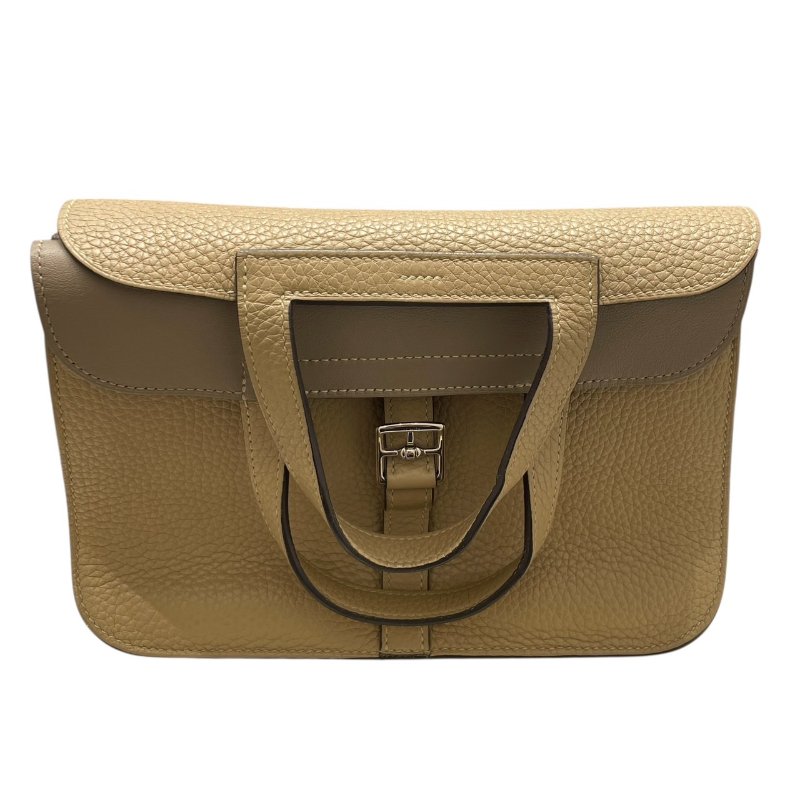HERMES 愛馬仕 HALZAN 25 哈拉贊 肩背包 TOGO 風衣灰 銀釦-0
