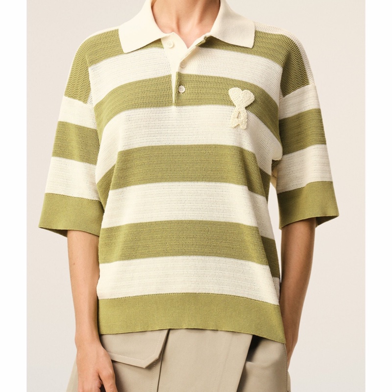 Ami Paris 女士 條紋針織Polo衫XXS XS S M L XL碼-1