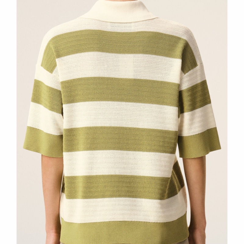 Ami Paris 女士 條紋針織Polo衫XXS XS S M L XL碼-2