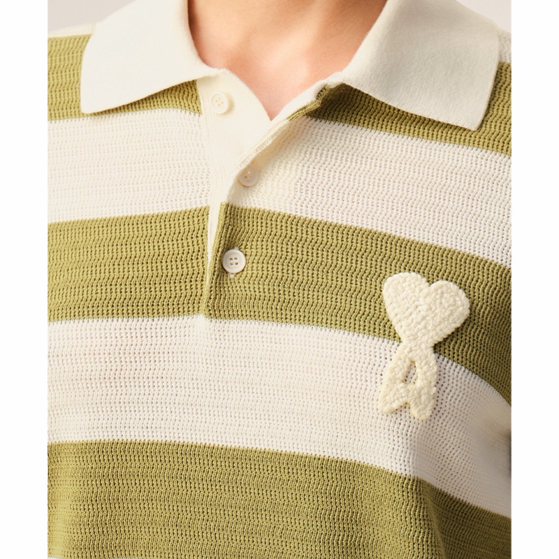 Ami Paris 女士 條紋針織Polo衫XXS XS S M L XL碼-3