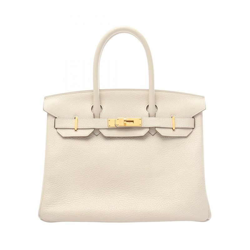 愛馬仕 Birkin 30 手提包，Clemence 皮革，米色 Craie，金色五金，二手，女士款-0