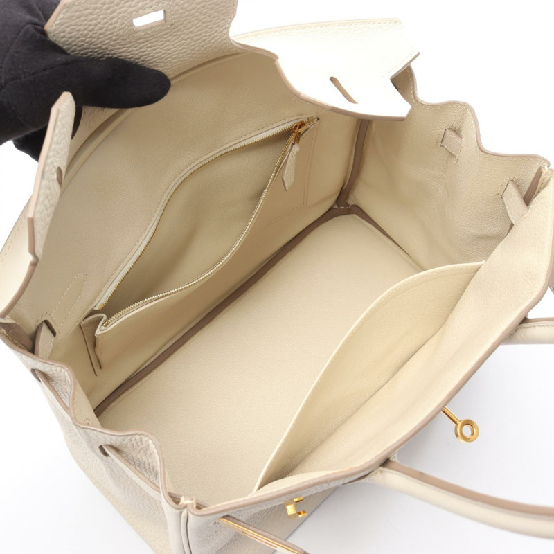 愛馬仕 Birkin 30 手提包，Clemence 皮革，米色 Craie，金色五金，二手，女士款-2