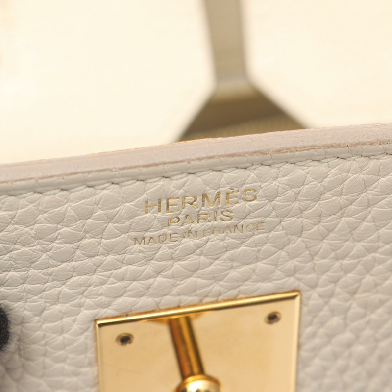 愛馬仕 Birkin 30 手提包，Clemence 皮革，米色 Craie，金色五金，二手，女士款-3