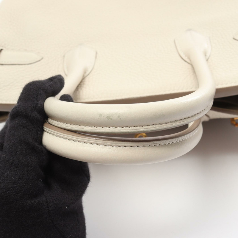 愛馬仕 Birkin 30 手提包，Clemence 皮革，米色 Craie，金色五金，二手，女士款-6