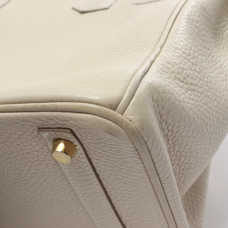 愛馬仕 Birkin 30 手提包，Clemence 皮革，米色 Craie，金色五金，二手，女士款-8