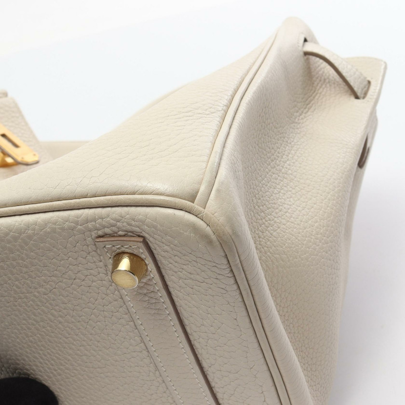 愛馬仕 Birkin 30 手提包，Clemence 皮革，米色 Craie，金色五金，二手，女士款-10