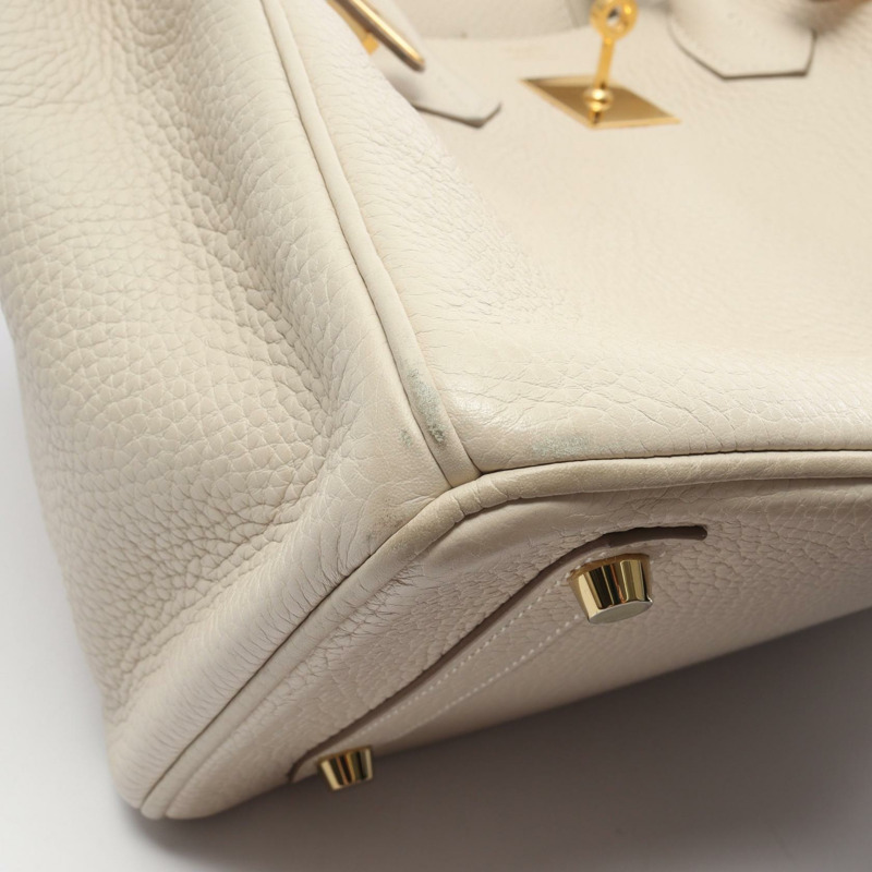 愛馬仕 Birkin 30 手提包，Clemence 皮革，米色 Craie，金色五金，二手，女士款-11