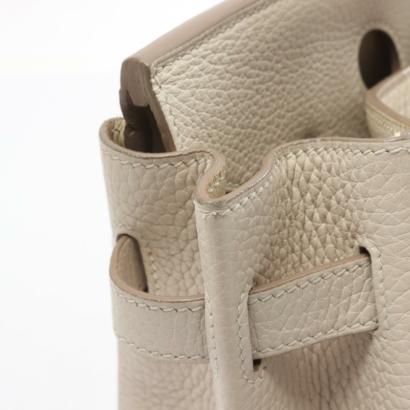 愛馬仕 Birkin 30 手提包，Clemence 皮革，米色 Craie，金色五金，二手，女士款-12