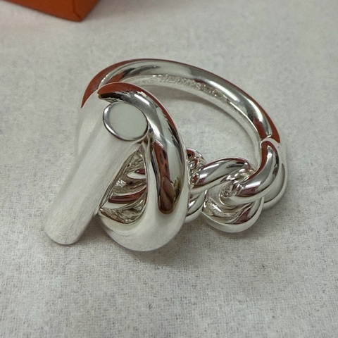 愛馬仕 Croisette 純銀戒指 55號