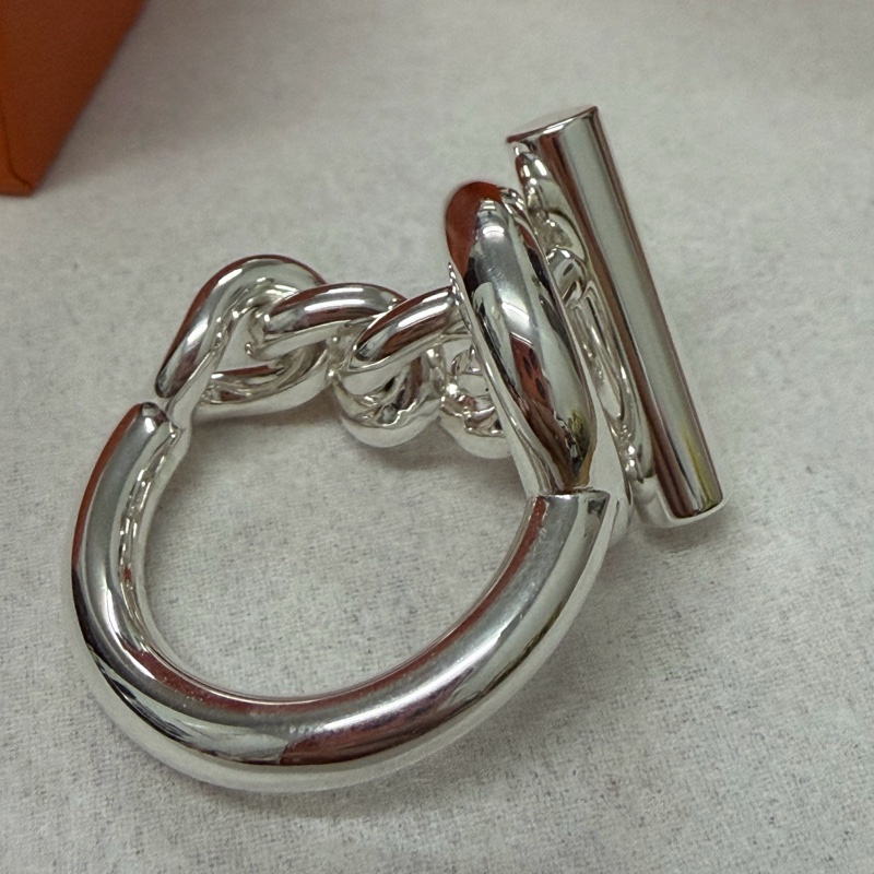 愛馬仕 Croisette 純銀戒指 55號-1