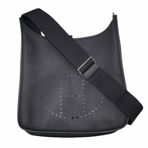 HERMES 愛馬仕 EVELYNE PM 肩背包 TOGO 黑色 銀釦
