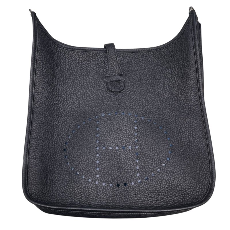 HERMES 愛馬仕 EVELYNE PM 肩背包 TOGO 黑色 銀釦-1