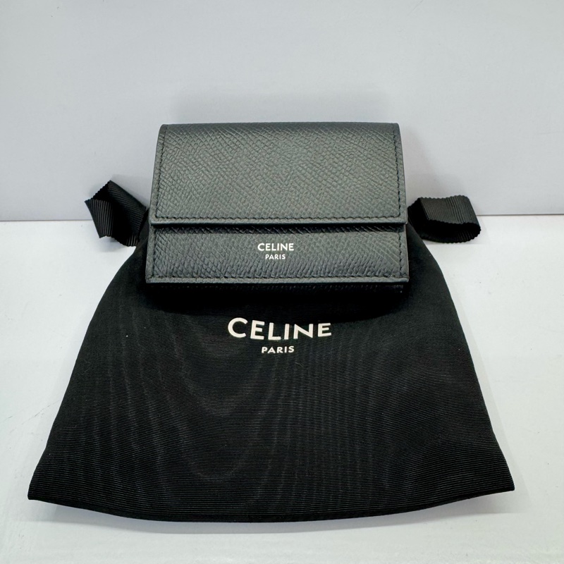 Celine 黑色三折迷你短夾 / 三折式錢包-2