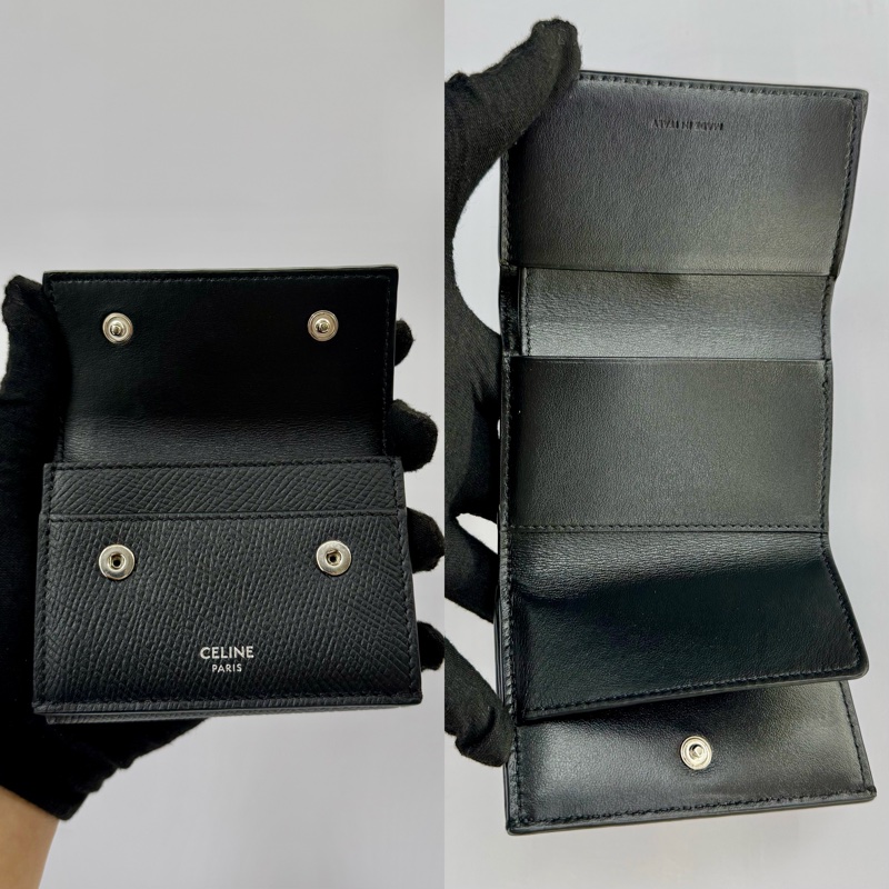 Celine 黑色三折迷你短夾 / 三折式錢包-4