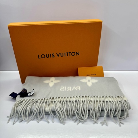 Louis Vuitton 圍巾 / 披肩 M90838 紫灰/白色