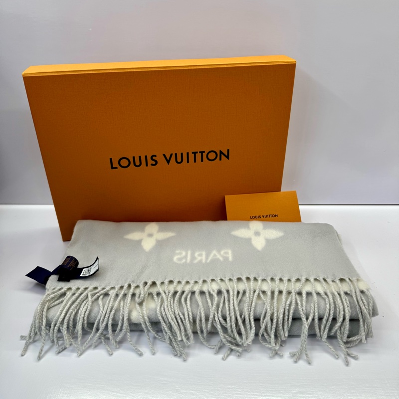Louis Vuitton 圍巾 / 披肩 M90838 紫灰/白色-0
