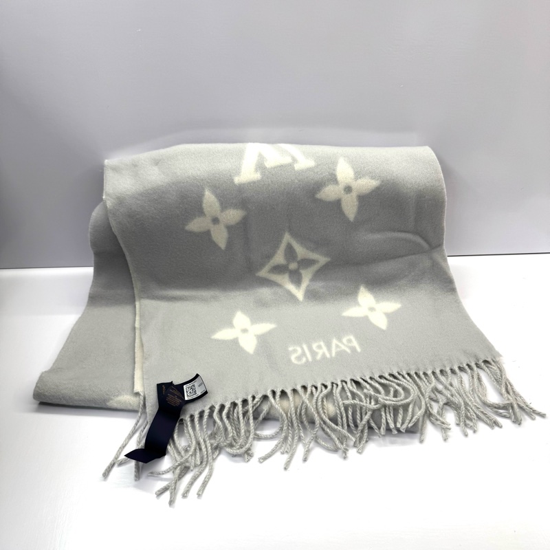 Louis Vuitton 圍巾 / 披肩 M90838 紫灰/白色-1