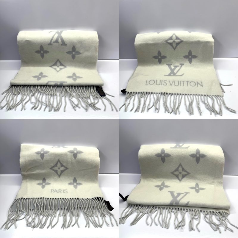 Louis Vuitton 圍巾 / 披肩 M90838 紫灰/白色-3
