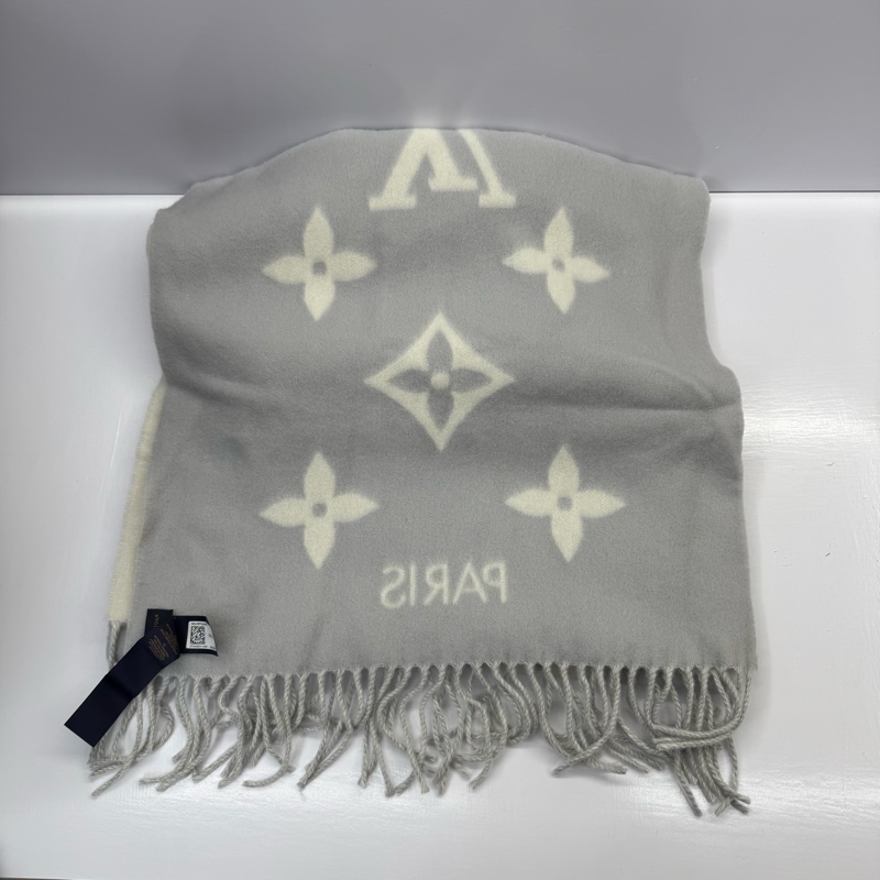 Louis Vuitton 圍巾 / 披肩 M90838 紫灰/白色-6