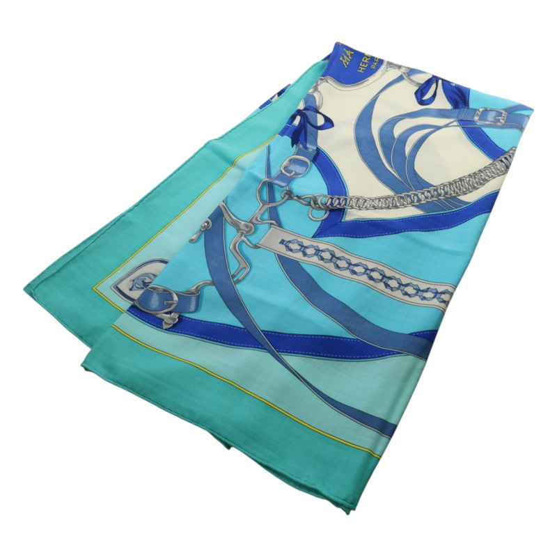 HERMES 羊絨/絲質Scarf 140X140絲巾-7