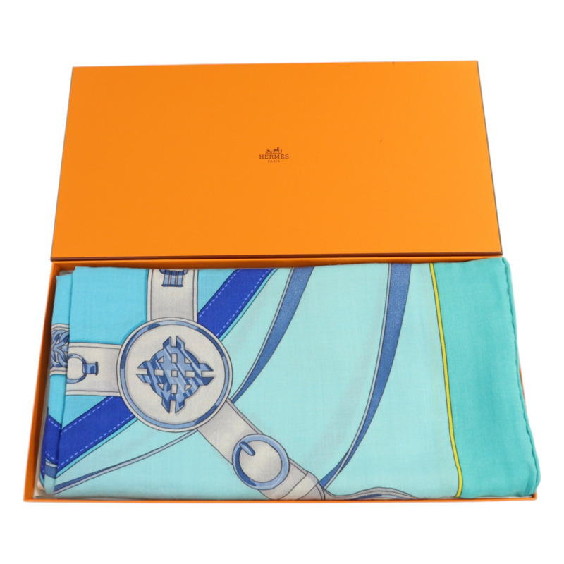 HERMES 羊絨/絲質Scarf 140X140絲巾-8