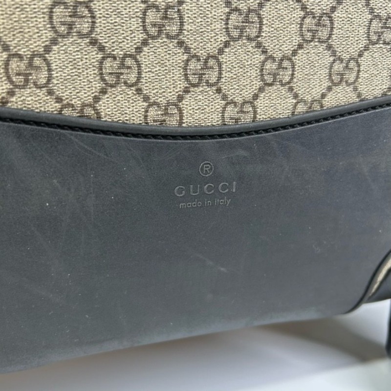 GUCCI古馳老花滿印行李箱 互扣式雙G標牌 帆布拼皮革 行李箱拉桿箱 容量大 實用性強 旅行出差都合適-8