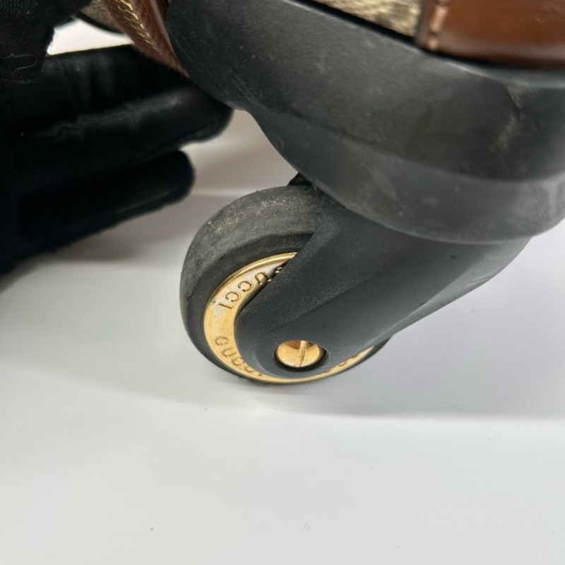 GUCCI古馳老花滿印行李箱 互扣式雙G標牌 帆布拼皮革 行李箱拉桿箱 容量大 實用性強 旅行出差都合適-13