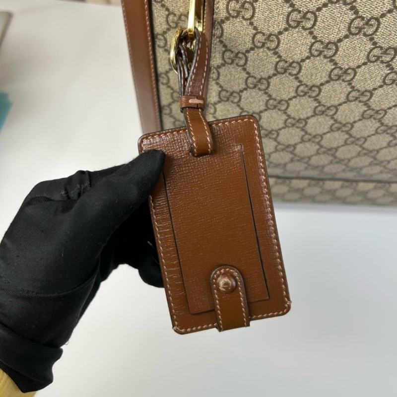 GUCCI古馳老花滿印行李箱 互扣式雙G標牌 帆布拼皮革 行李箱拉桿箱 容量大 實用性強 旅行出差都合適-23