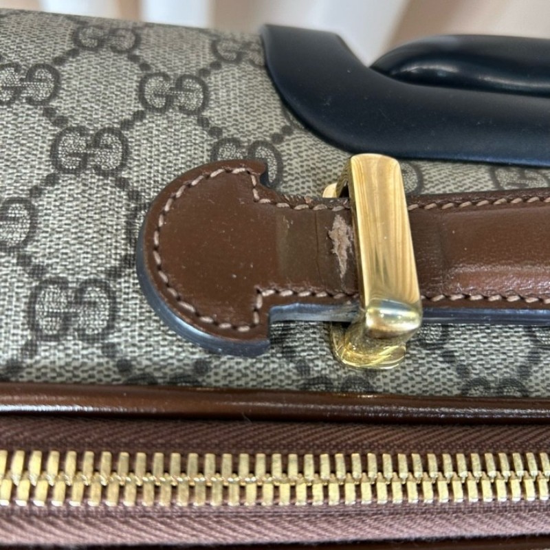 GUCCI古馳老花滿印行李箱 互扣式雙G標牌 帆布拼皮革 行李箱拉桿箱 容量大 實用性強 旅行出差都合適-24