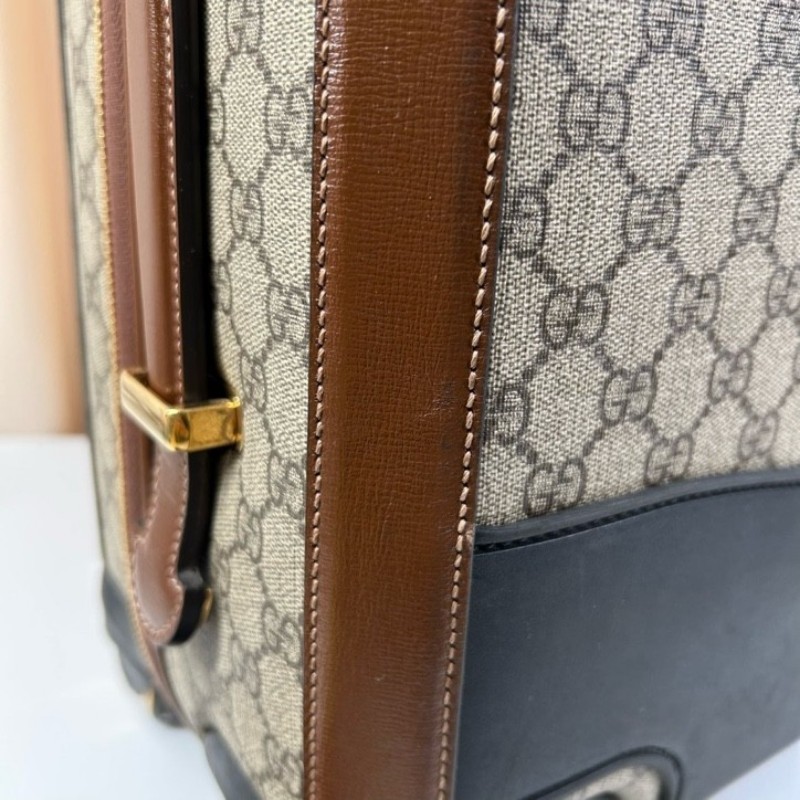 GUCCI古馳老花滿印行李箱 互扣式雙G標牌 帆布拼皮革 行李箱拉桿箱 容量大 實用性強 旅行出差都合適-28