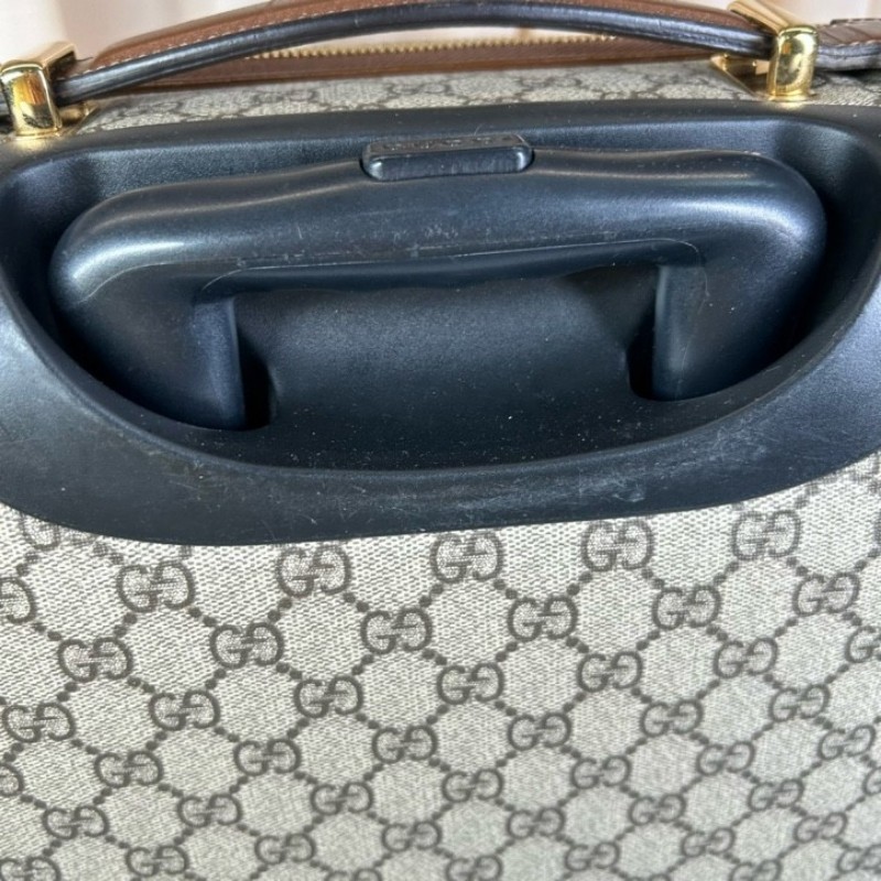 GUCCI古馳老花滿印行李箱 互扣式雙G標牌 帆布拼皮革 行李箱拉桿箱 容量大 實用性強 旅行出差都合適-29