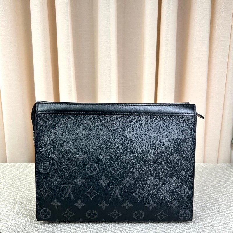 LV路易威登手拿包洗漱包 經典黑花配黑色皮革 低調奢華 內裡乾淨整潔 容量實用-0