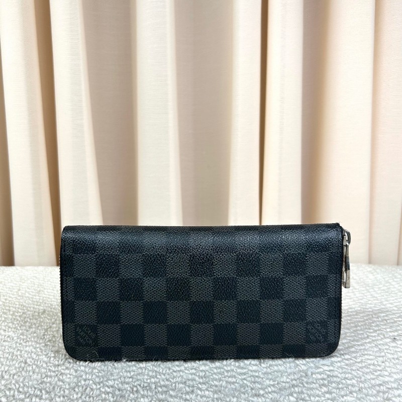 LV路易威登黑棋盤格拉鏈長款錢包 卡位多 容量足 日常實用百搭-5