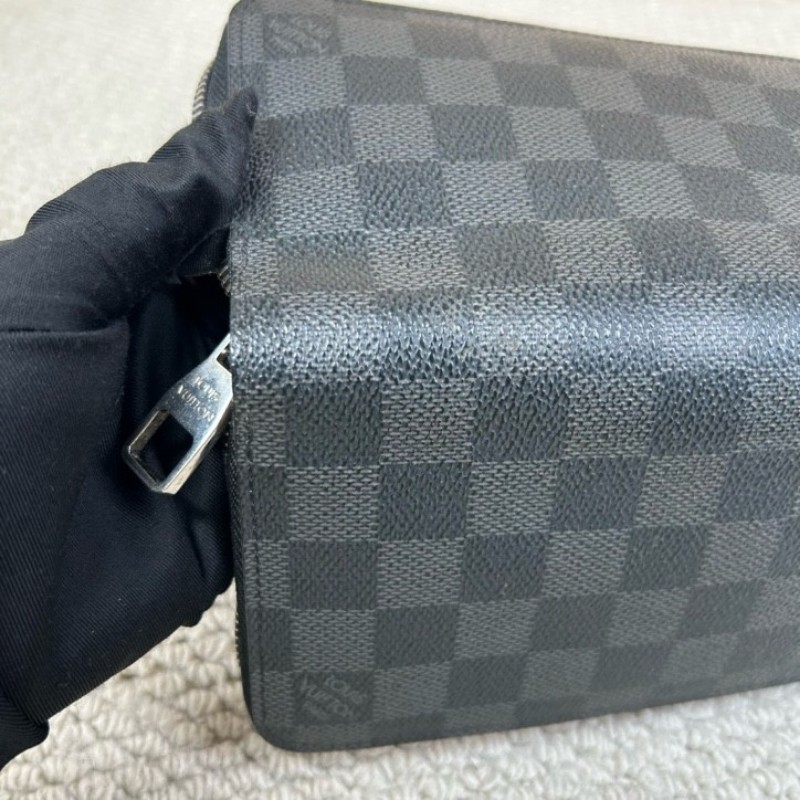 LV路易威登黑棋盤格拉鏈長款錢包 卡位多 容量足 日常實用百搭-8