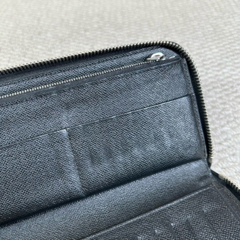 LV路易威登黑棋盤格拉鏈長款錢包 卡位多 容量足 日常實用百搭-11