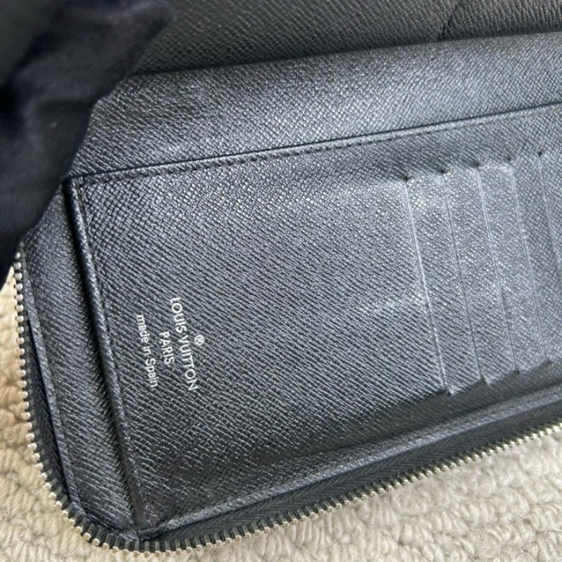 LV路易威登黑棋盤格拉鏈長款錢包 卡位多 容量足 日常實用百搭-14