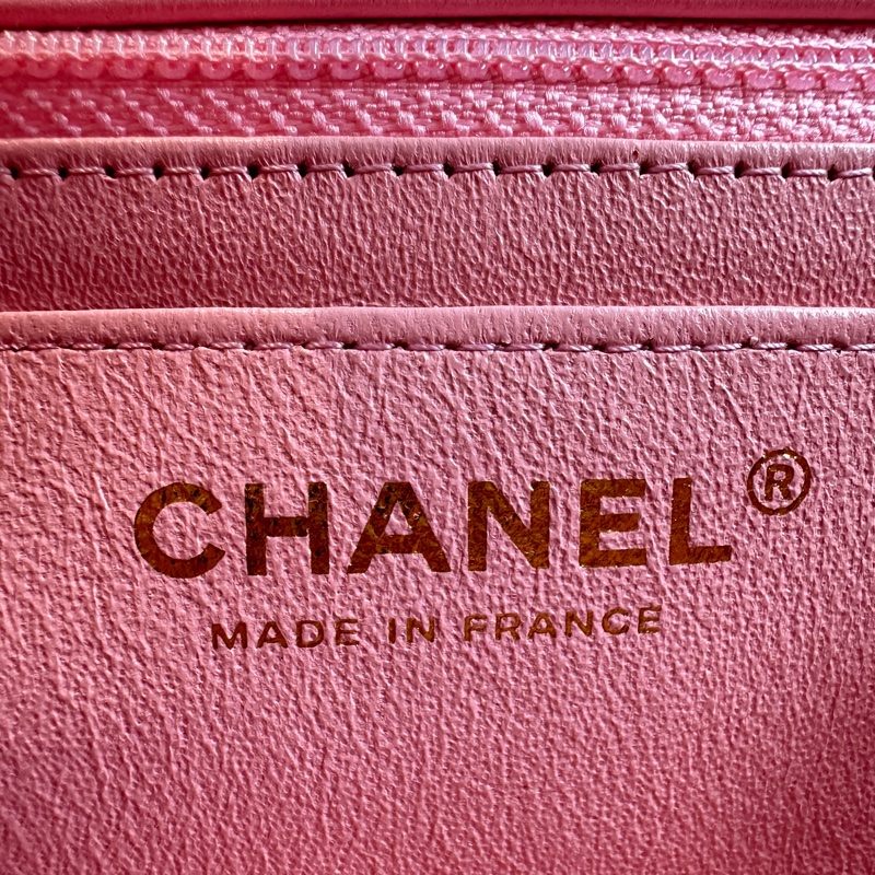 香奈兒/Chanel 粉色金扣編織粗花呢cf Mini Tweed-6