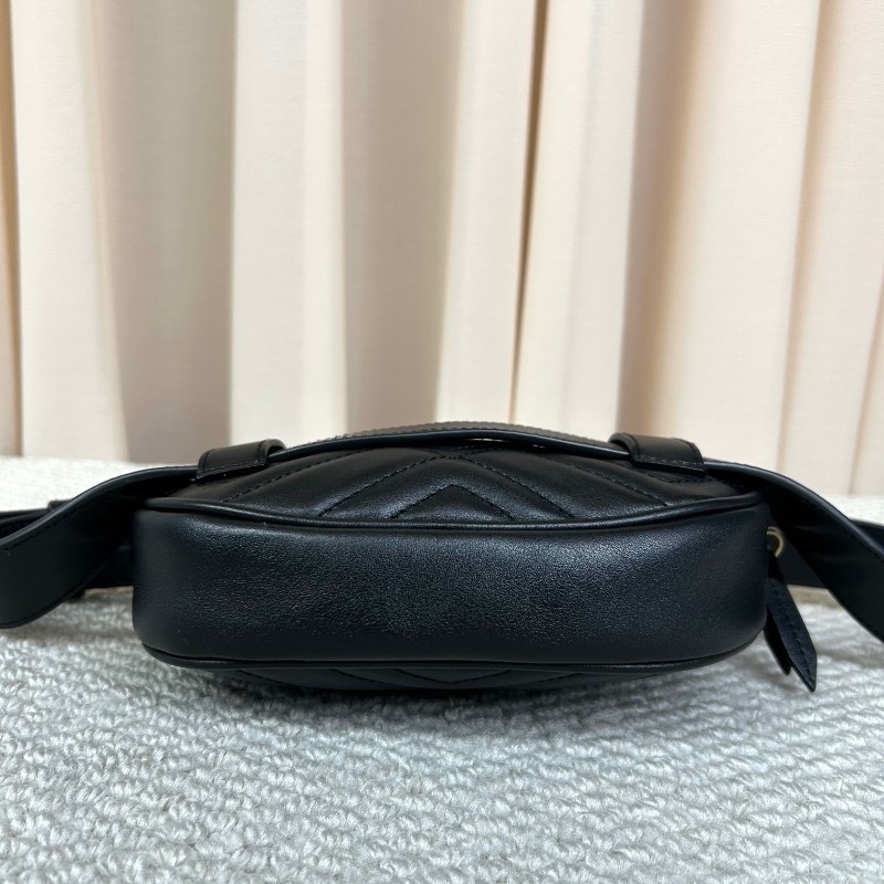 Gucci古馳黑色GG Marmont系列馬蒙胸包腰包 經典黑金配色 皮質軟 手感好 肩帶可拆卸 也可當手包使用 多種背法 日常百搭-1