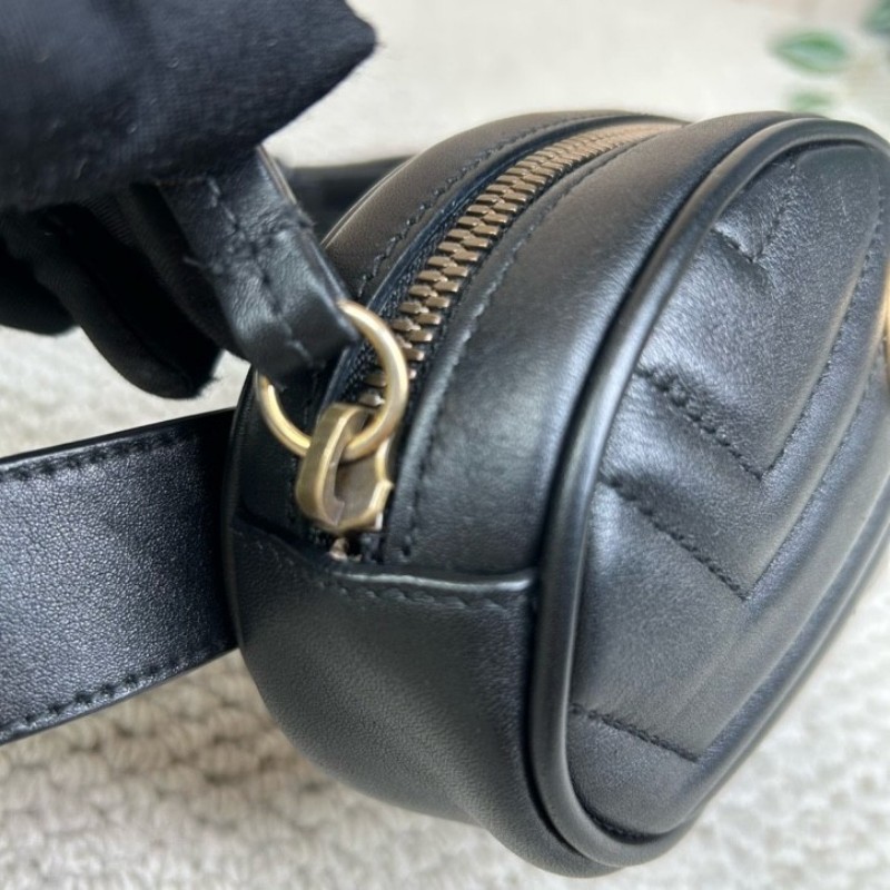 Gucci古馳黑色GG Marmont系列馬蒙胸包腰包 經典黑金配色 皮質軟 手感好 肩帶可拆卸 也可當手包使用 多種背法 日常百搭-7