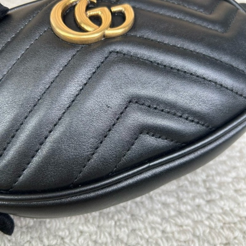 Gucci古馳黑色GG Marmont系列馬蒙胸包腰包 經典黑金配色 皮質軟 手感好 肩帶可拆卸 也可當手包使用 多種背法 日常百搭-11