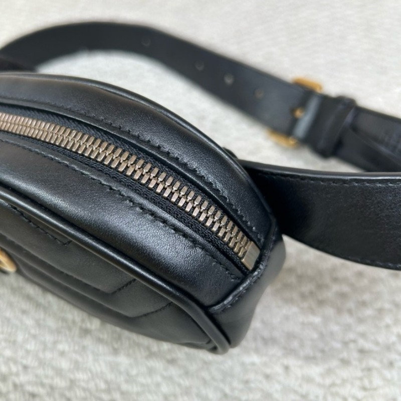 Gucci古馳黑色GG Marmont系列馬蒙胸包腰包 經典黑金配色 皮質軟 手感好 肩帶可拆卸 也可當手包使用 多種背法 日常百搭-16