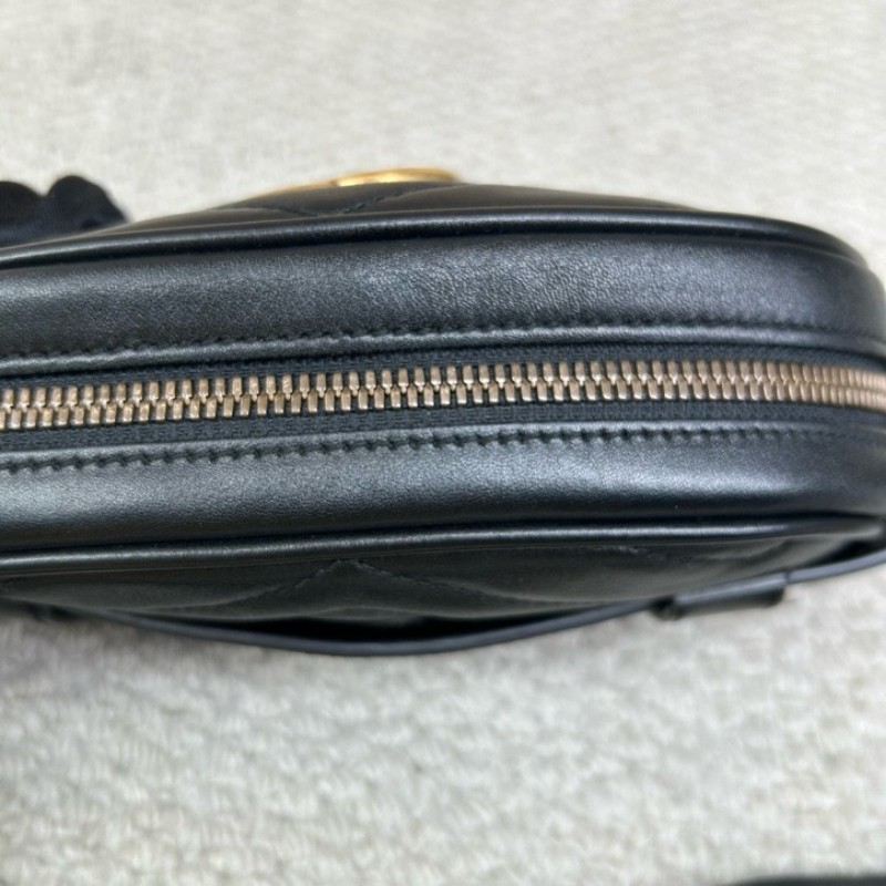 Gucci古馳黑色GG Marmont系列馬蒙胸包腰包 經典黑金配色 皮質軟 手感好 肩帶可拆卸 也可當手包使用 多種背法 日常百搭-17