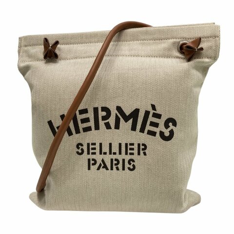 HERMES 愛馬仕 ALINE 帆布 單肩包 米色